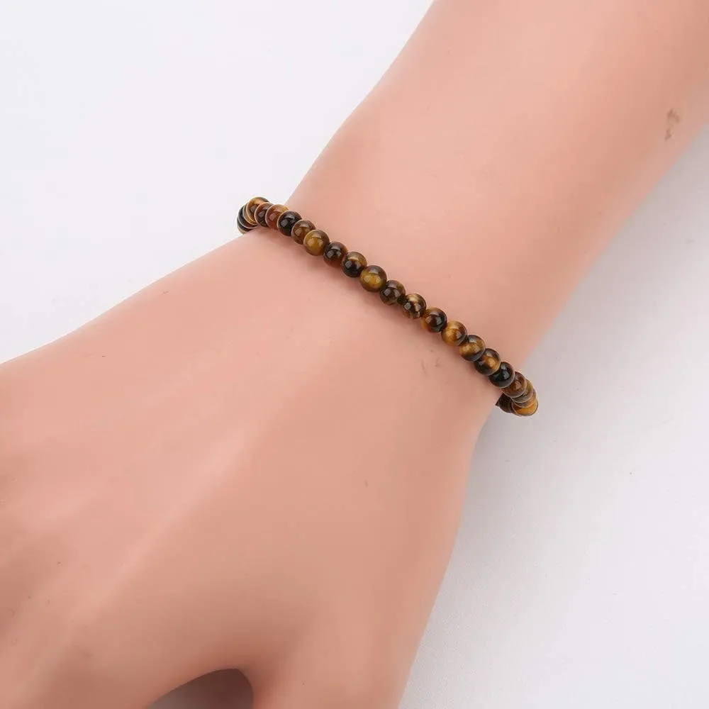 BALIBALI 4MM Mini Gemstone Energy Bracelets Tiny Bracelet Natural Stone Statement Bracelet Charm Beaded Couples Bracelets