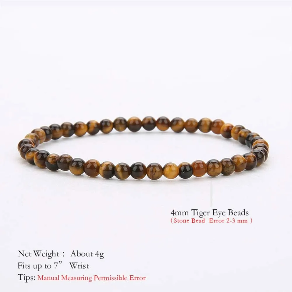 BALIBALI 4MM Mini Gemstone Energy Bracelets Tiny Bracelet Natural Stone Statement Bracelet Charm Beaded Couples Bracelets