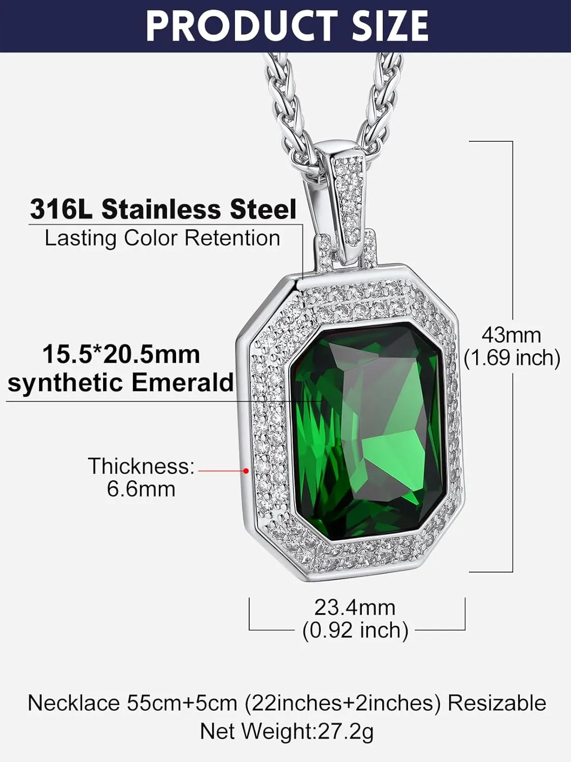 Bandmax Gothic Stone Pendant Necklaces for Men Women Stainless Steel Dragon Claw Ruby/Blue Topaz/Emerald/Black Onyx Gemstone Pendant Goth Punk Designer Necklace Halloween Jewelry