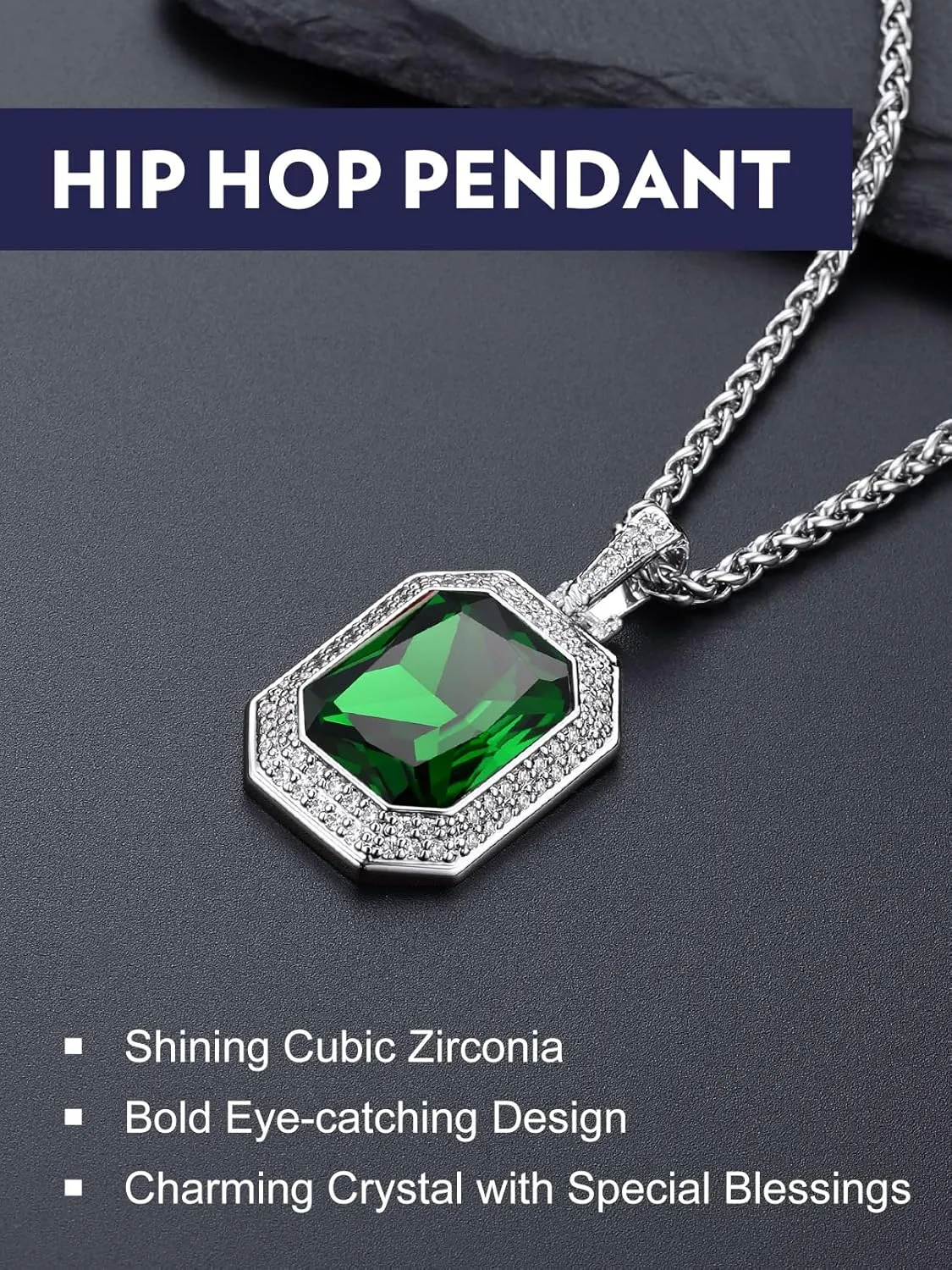 Bandmax Gothic Stone Pendant Necklaces for Men Women Stainless Steel Dragon Claw Ruby/Blue Topaz/Emerald/Black Onyx Gemstone Pendant Goth Punk Designer Necklace Halloween Jewelry