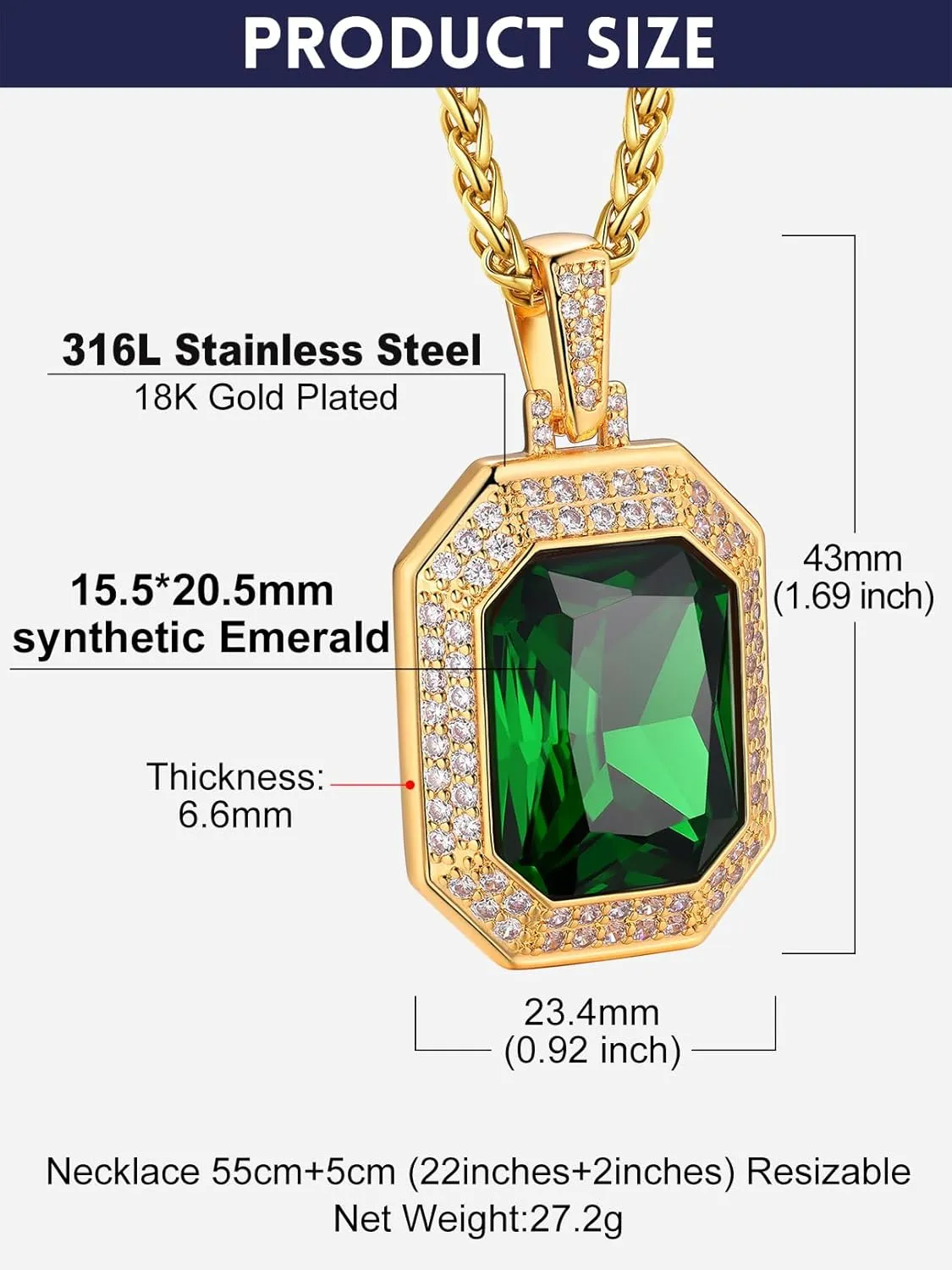 Bandmax Gothic Stone Pendant Necklaces for Men Women Stainless Steel Dragon Claw Ruby/Blue Topaz/Emerald/Black Onyx Gemstone Pendant Goth Punk Designer Necklace Halloween Jewelry