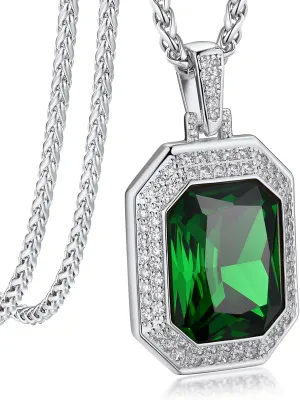 Bandmax Gothic Stone Pendant Necklaces for Men Women Stainless Steel Dragon Claw Ruby/Blue Topaz/Emerald/Black Onyx Gemstone Pendant Goth Punk Designer Necklace Halloween Jewelry