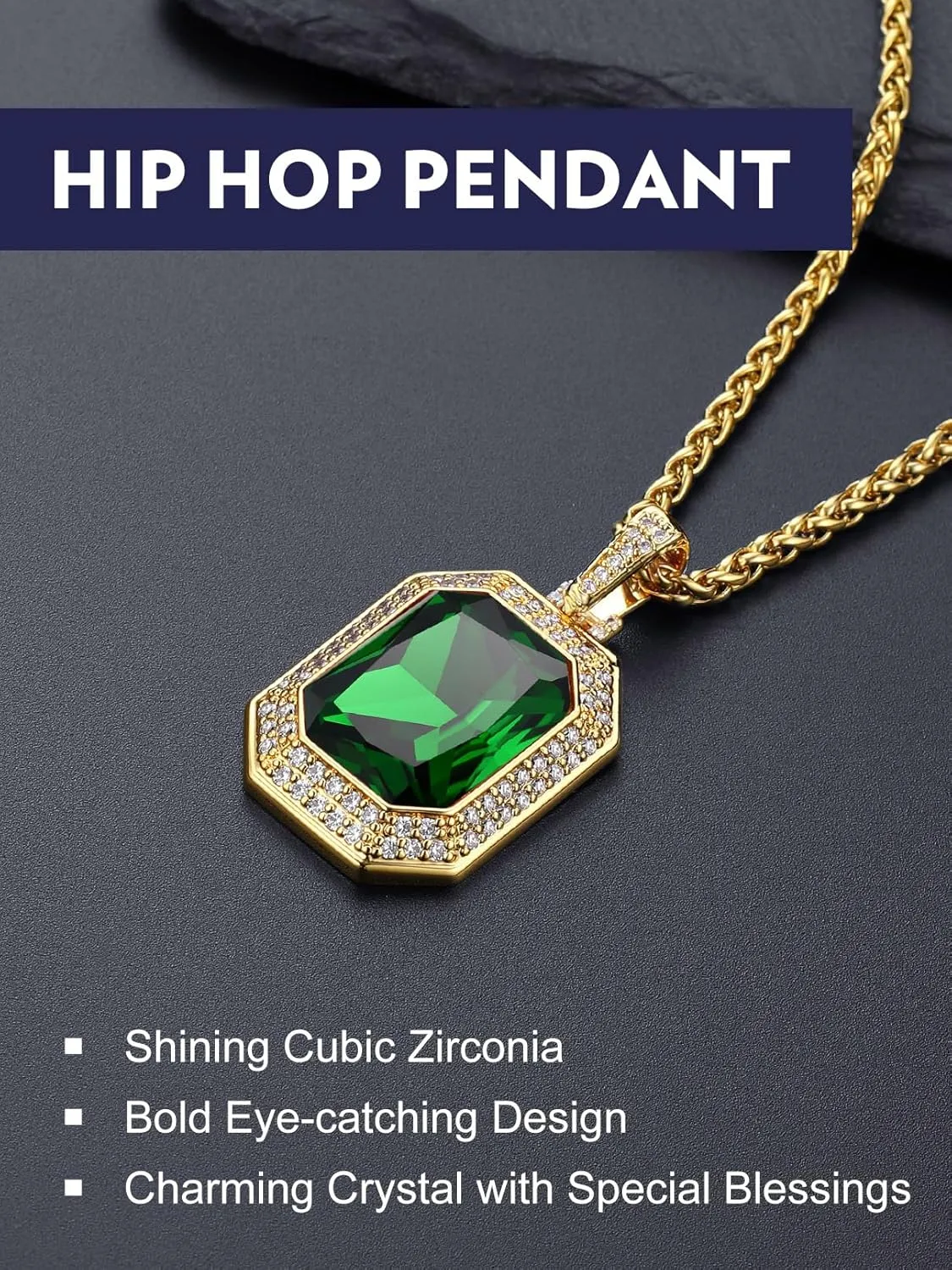 Bandmax Gothic Stone Pendant Necklaces for Men Women Stainless Steel Dragon Claw Ruby/Blue Topaz/Emerald/Black Onyx Gemstone Pendant Goth Punk Designer Necklace Halloween Jewelry