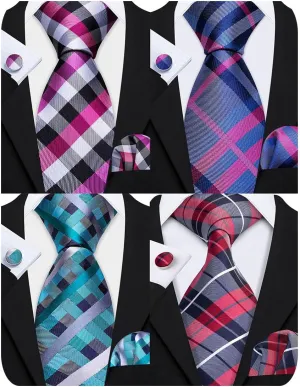 Barry.Wang Men's Ties Set Silk Wedding Neckties Woven Silk Formal Business Casual(4/6/8PCS)
