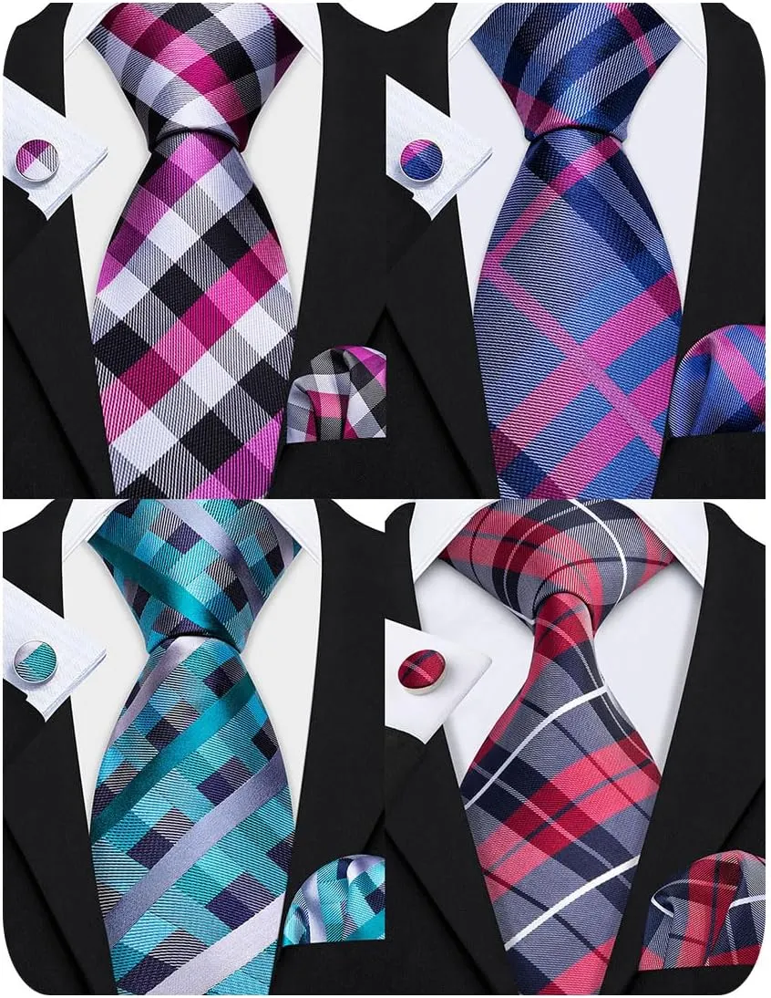 Barry.Wang Men's Ties Set Silk Wedding Neckties Woven Silk Formal Business Casual(4/6/8PCS)