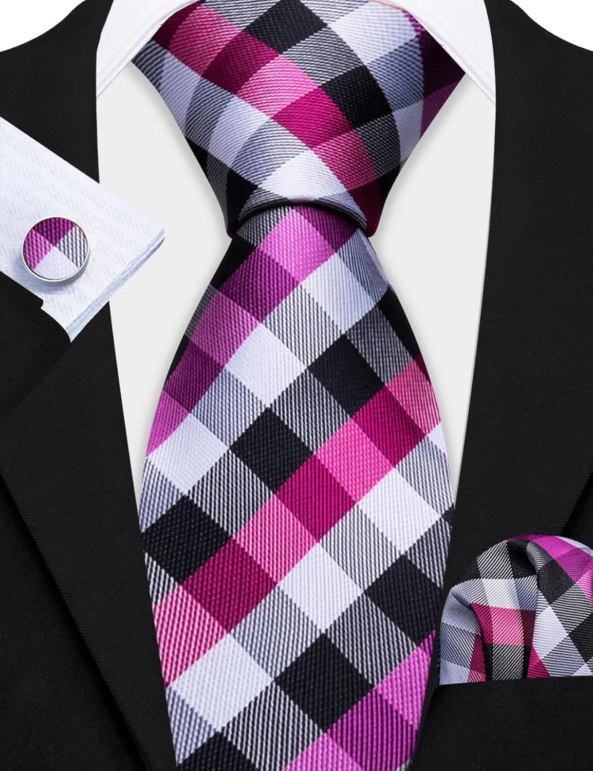 Barry.Wang Men's Ties Set Silk Wedding Neckties Woven Silk Formal Business Casual(4/6/8PCS)