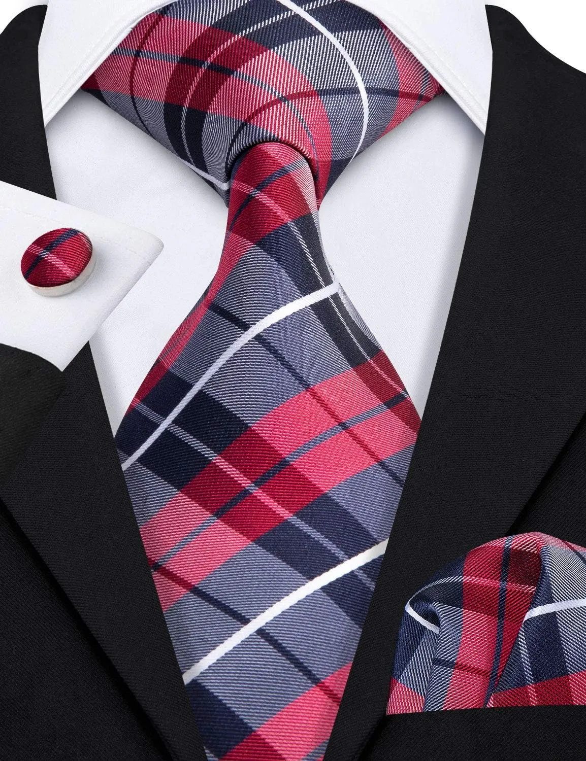 Barry.Wang Men's Ties Set Silk Wedding Neckties Woven Silk Formal Business Casual(4/6/8PCS)