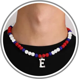 Baseball Necklaces Initial Necklace Baseball Coach Gifts Beaded Adjustable Letter A-Z Bling Baseball Necklace Rhinestone Baseball Accessories Stocking Stuffers for Teens Christmas Jewelry