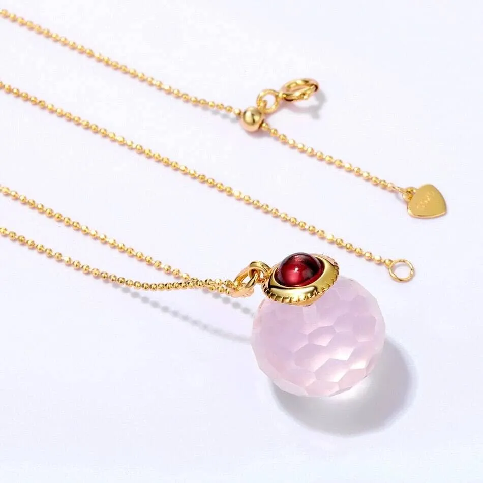 Beautiful Rose Quartz Moissanite Necklace - 925 Sterling Silver