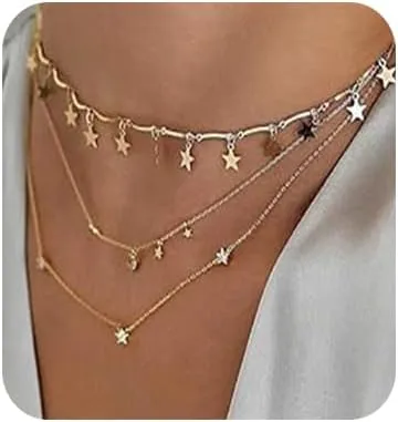 BERYUAN Simple Choker Moon Star Choker Pendant Necklace Trendy Choker Necklace for Women