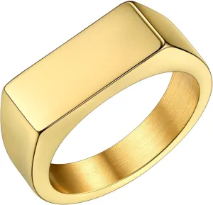 Bestyle Stainless Steel Signet Ring for Men Women in Gold/Black/Silver/Vintage Gray Tone, Chunky Thick Heavy Dome Band Ring Cool Finger Ring, Gift for Dad Husband, Size 7-14 Customizable
