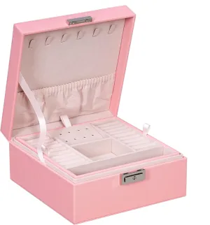 BEWISHOME Jewelry Box for Girls Women, Jewelry Organizer Box Valentines Day Gifts for Women Ladies, Girls Earring Storage Box Jewelry Case with Removable Tray for Necklace Earrings Rings, Pink SSH58F