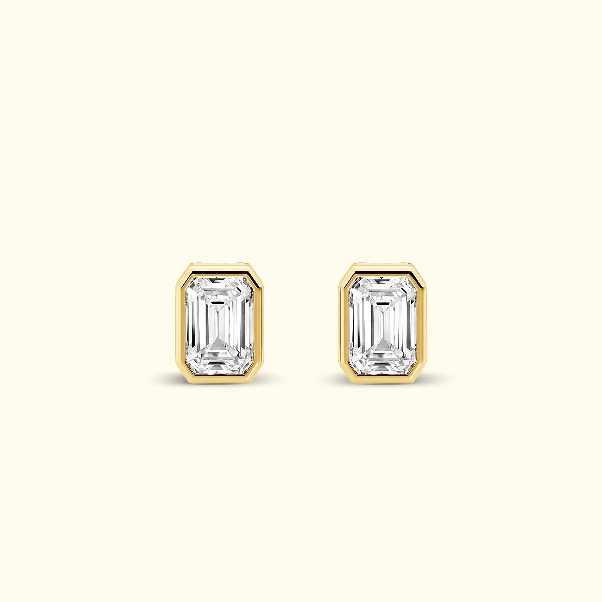 Bezel Set 2.00ct Emerald Cut Studs