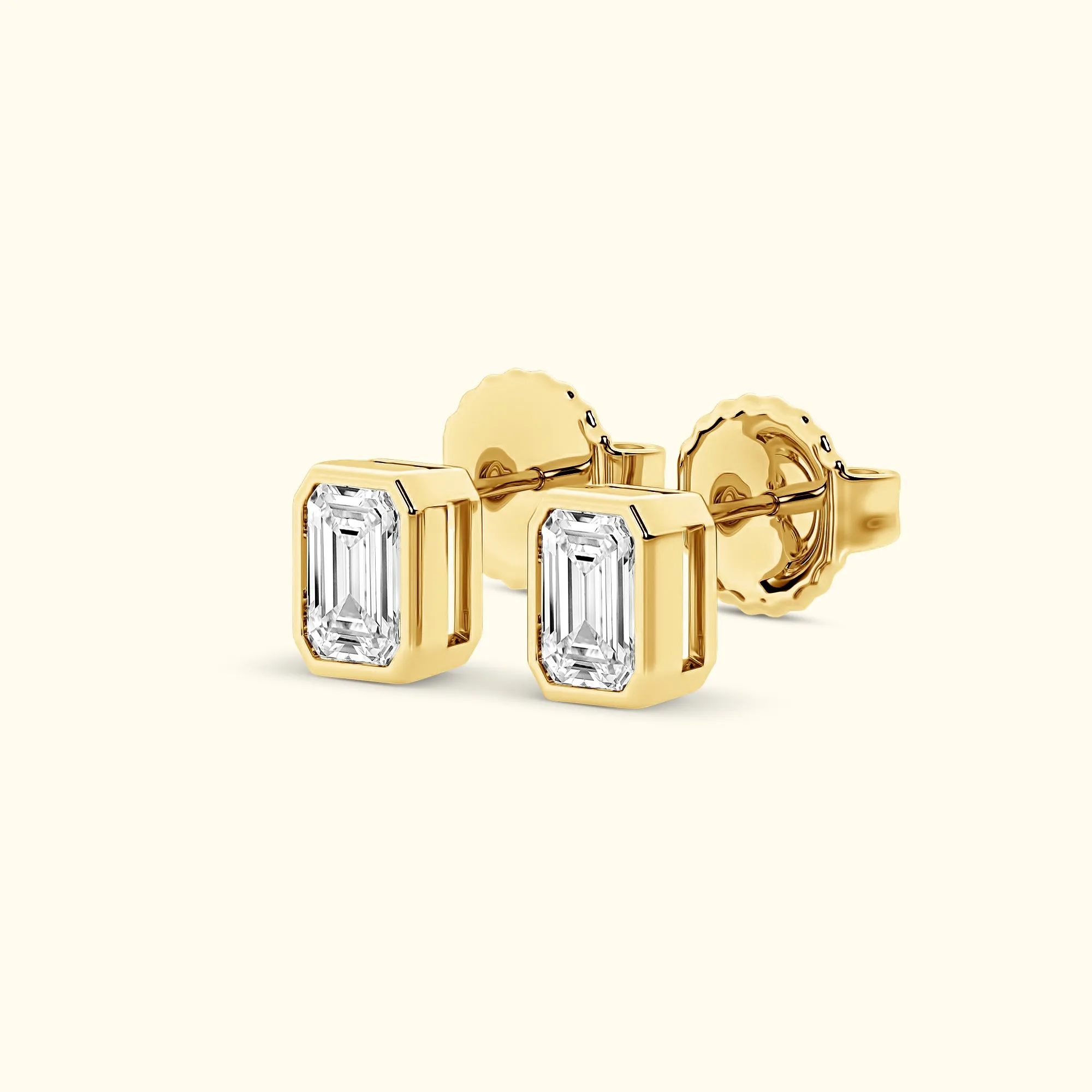 Bezel Set 2.00ct Emerald Cut Studs