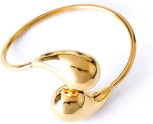 Bi&Yamigeo Teardrop Open Cuff Bracelet,Stainless Steel Tear Water Drop Bangle Bracelet,Dainty Chunky Waterdrop Jewelry for Women