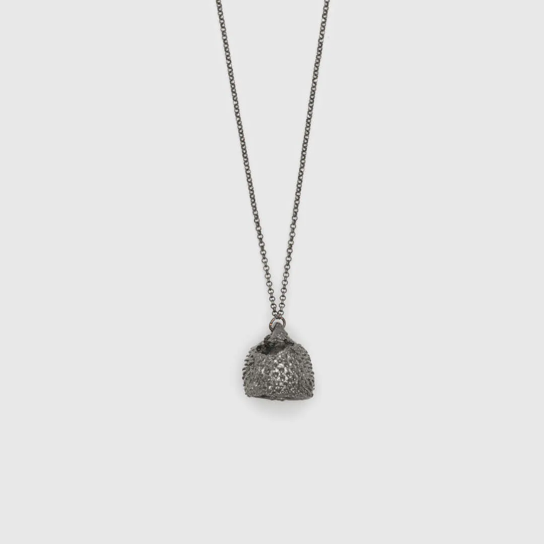 Big acorn - sparkling necklace - dark rhodium