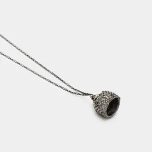 Big acorn - sparkling necklace - dark rhodium