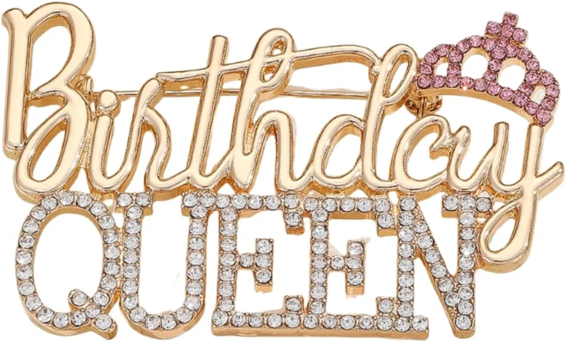 Birthday Brooch Sparkling Rhinestone Queen Crown Lapel Pin for Wedding Party Birthday