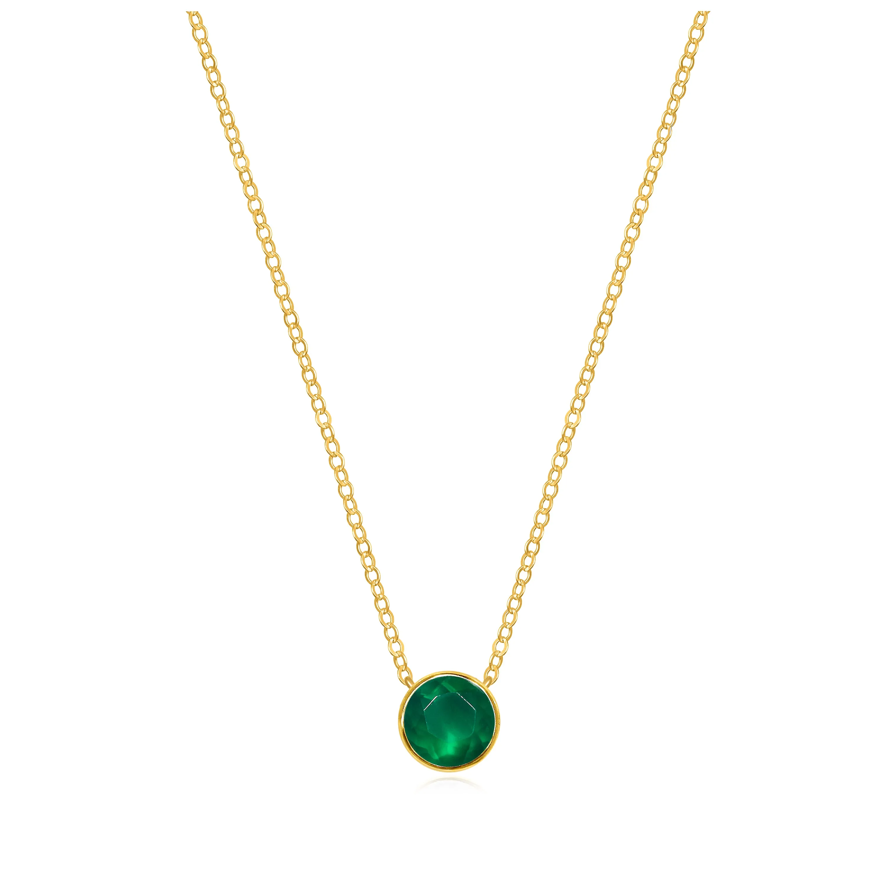 Birthstone Solitaire Necklace-May Chrome Diopside