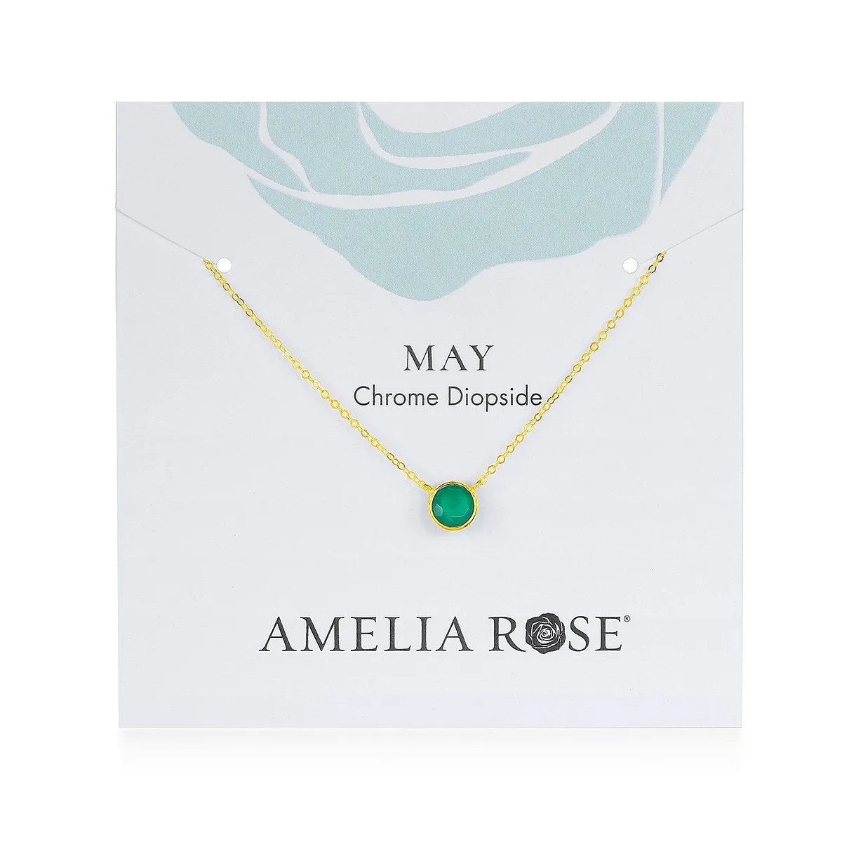 Birthstone Solitaire Necklace-May Chrome Diopside