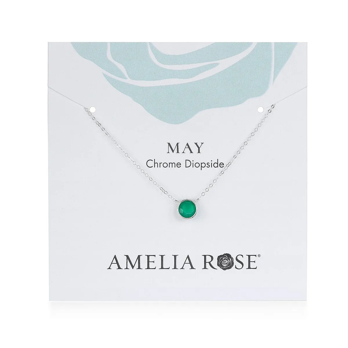 Birthstone Solitaire Necklace-May Chrome Diopside