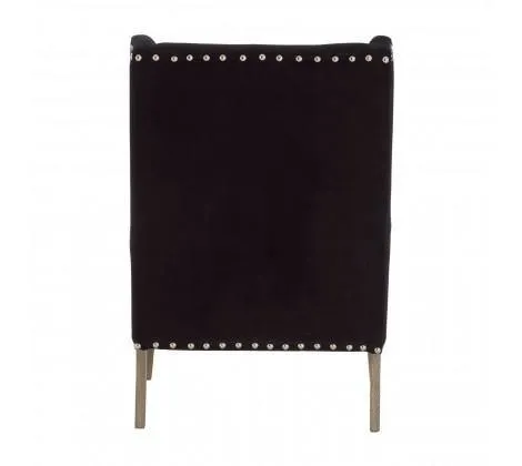 Black Fabric Townhouse Armchair Solid Oak Wood Legs