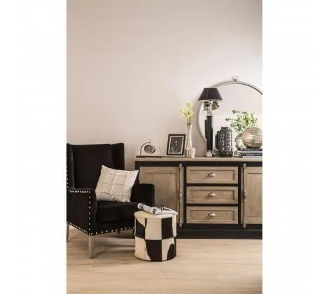 Black Fabric Townhouse Armchair Solid Oak Wood Legs