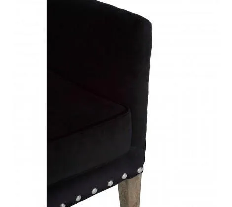 Black Fabric Townhouse Armchair Solid Oak Wood Legs