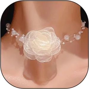 Black Flower Pearl Choker Necklace for Women,Trendy White Camellia Fairy Necklace for Bridal Bridesmaid,Dainty Pearl Chain Collar Necklaces