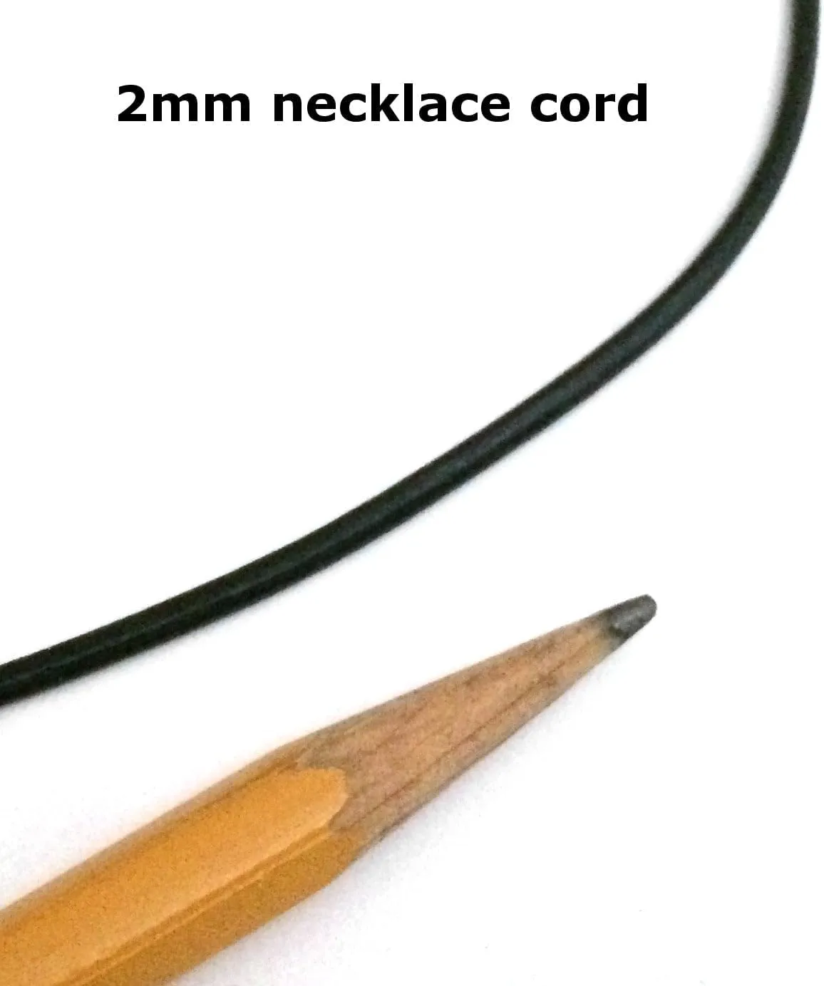 Black Leather Necklace (2mm) with Stainless Steel Clasps (14-30 Inch)