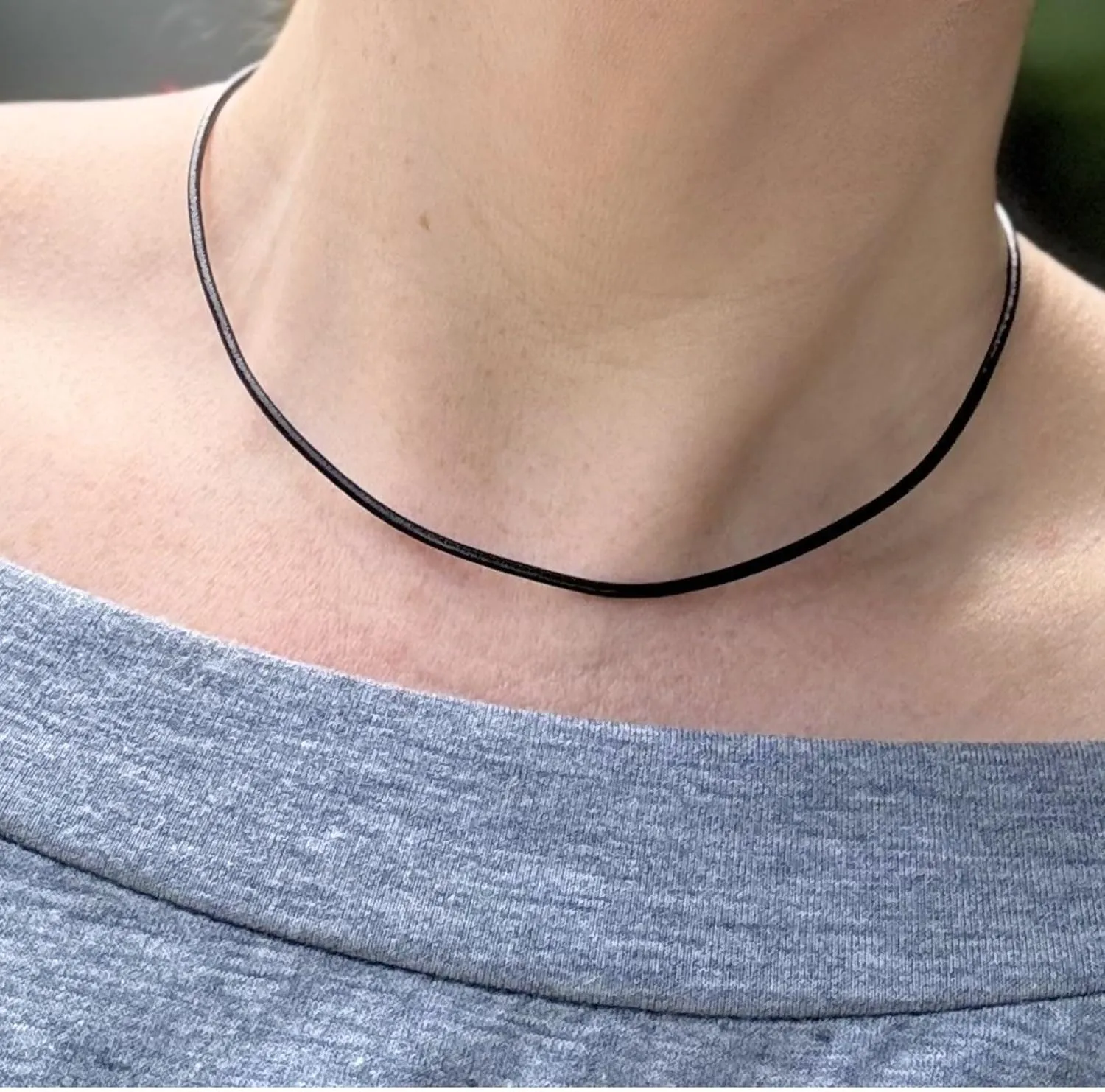 Black Leather Necklace (2mm) with Stainless Steel Clasps (14-30 Inch)