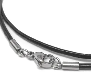 Black Leather Necklace (2mm) with Stainless Steel Clasps (14-30 Inch)