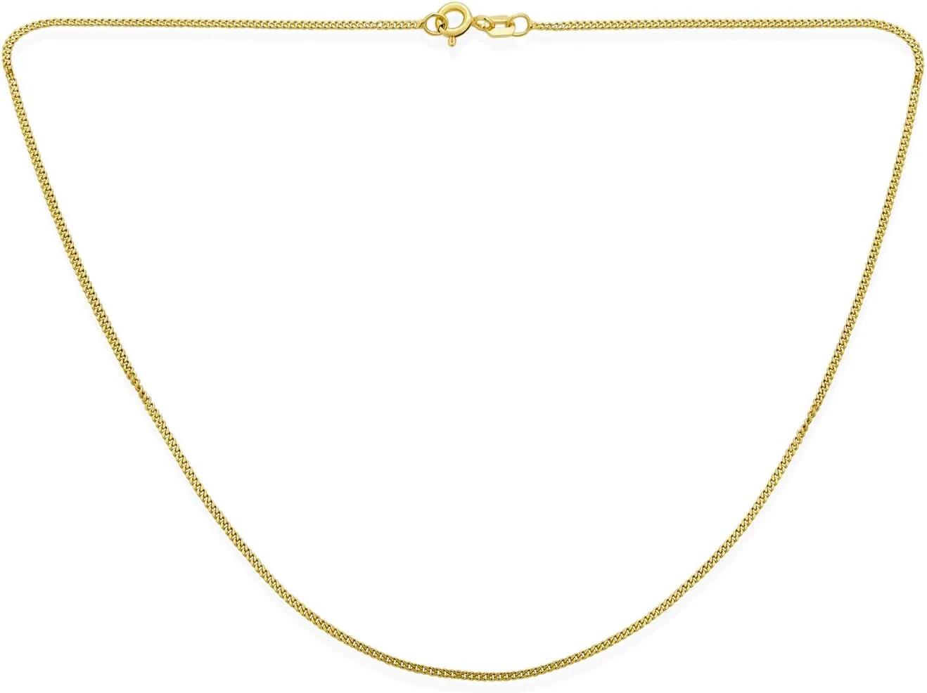 Bling Jewelry Unisex Thin 2MM Strong Simple Miami Cuban Curb Chain Necklace For Women Men Yellow 14K Gold Plated.925 Sterling Silver 14 16 18 20 24 Inch