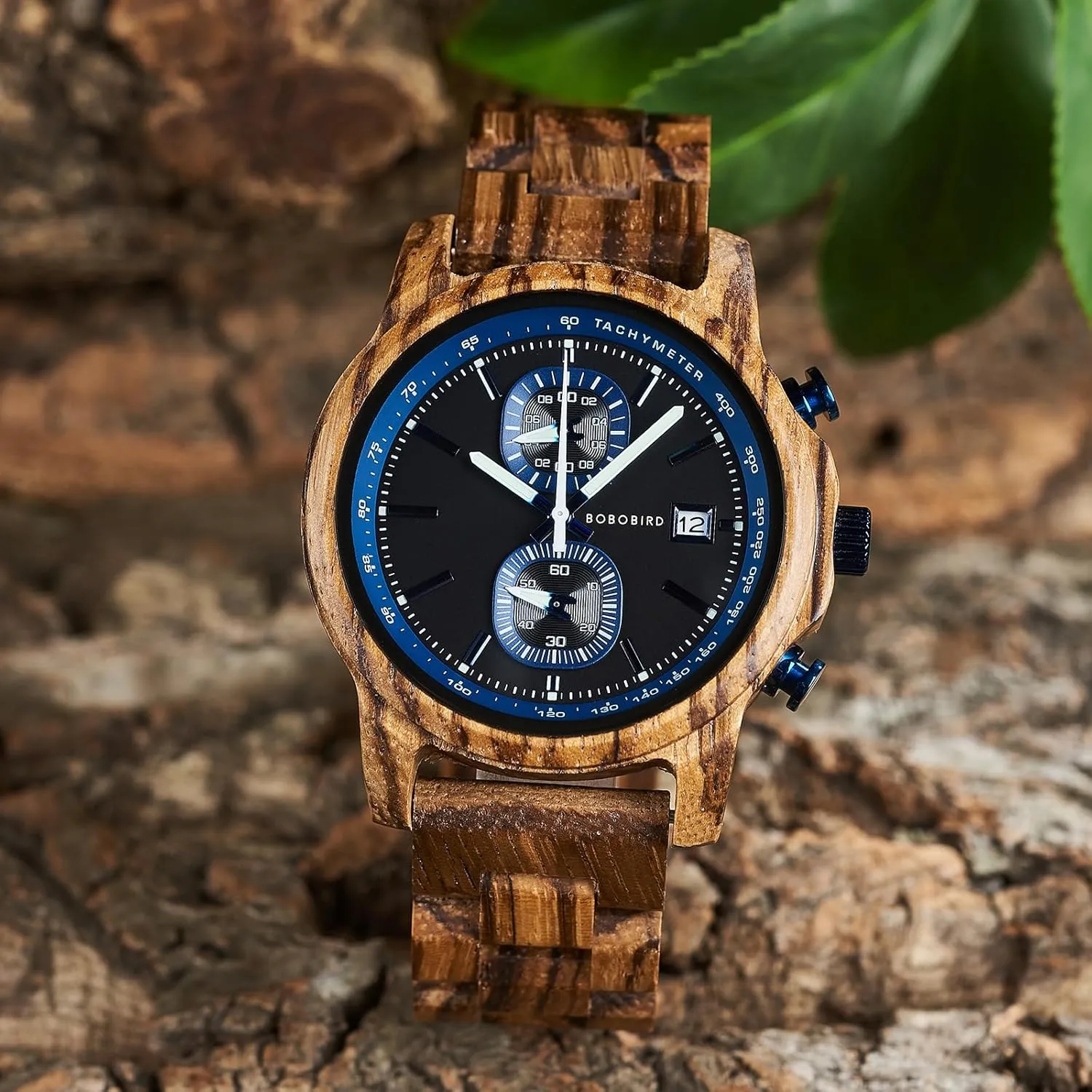 BOBO BIRD Wooden Watch for Men Women Ultra-Light 50g Luminous Hands Chronograph Date Casual Business Gift