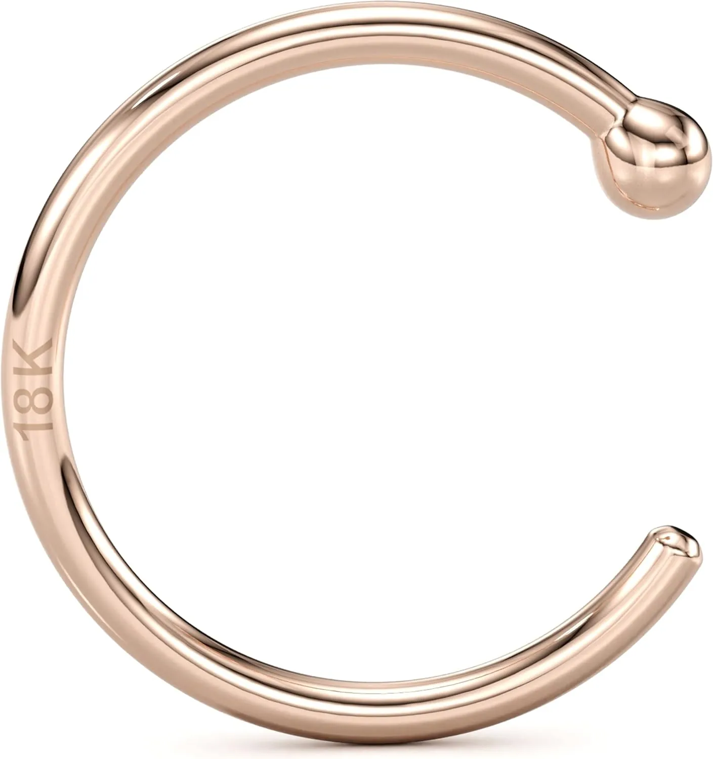 Body Candy 18k Solid Rose Gold Nose Hoop Nose Ring, Real Gold Hypoallergenic Nose Piercing Jewelry - Handmade in USA by Master Jeweler, 20 Gauge 5/16"