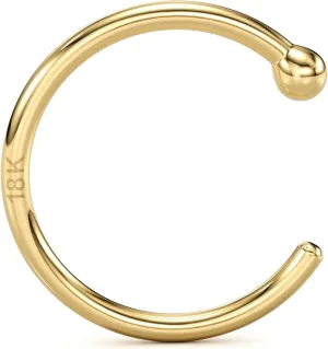 Body Candy Solid 18k Gold Nose Hoop Nose Ring, Real Gold Hypoallergenic Nose Piercing Jewelry - Handmade in USA by Master Jeweler, 20 Gauge 5/16"