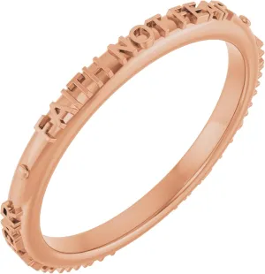 Bonyak Jewelry 14k Rose Gold Faith Not Fear Ring Sleek, Size 8