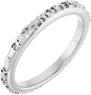 Bonyak Jewelry 14k White Gold Faith Not Fear Ring Sleek, Size 6