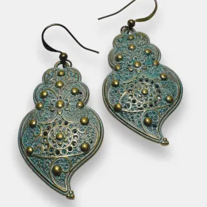 Brass and Patina Earrings-Uni-T