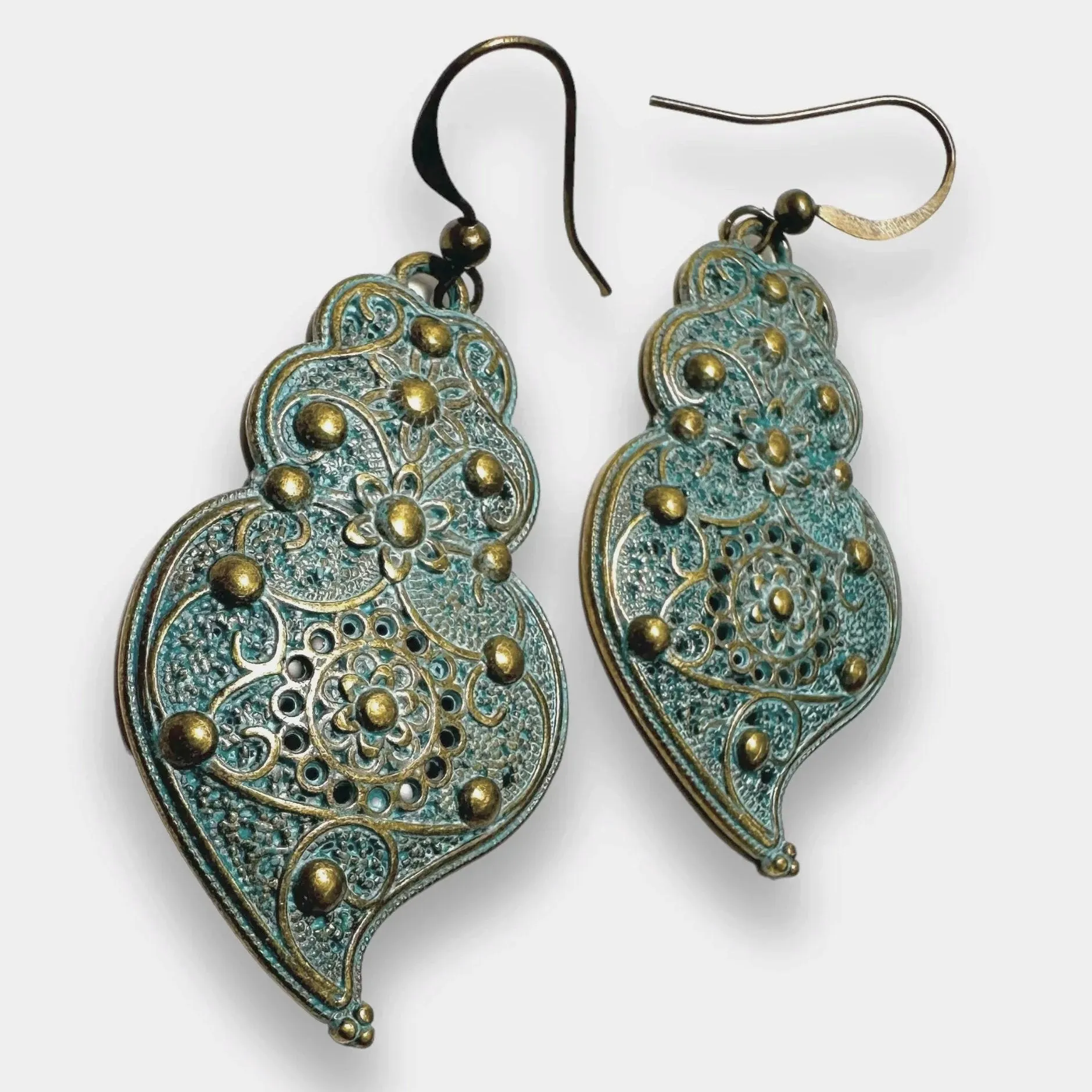 Brass and Patina Earrings-Uni-T