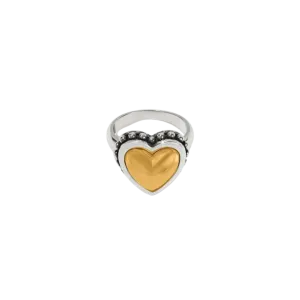 Brighton Women's Pretty Tough Bold Heart Two Tone Silver Gold Ring