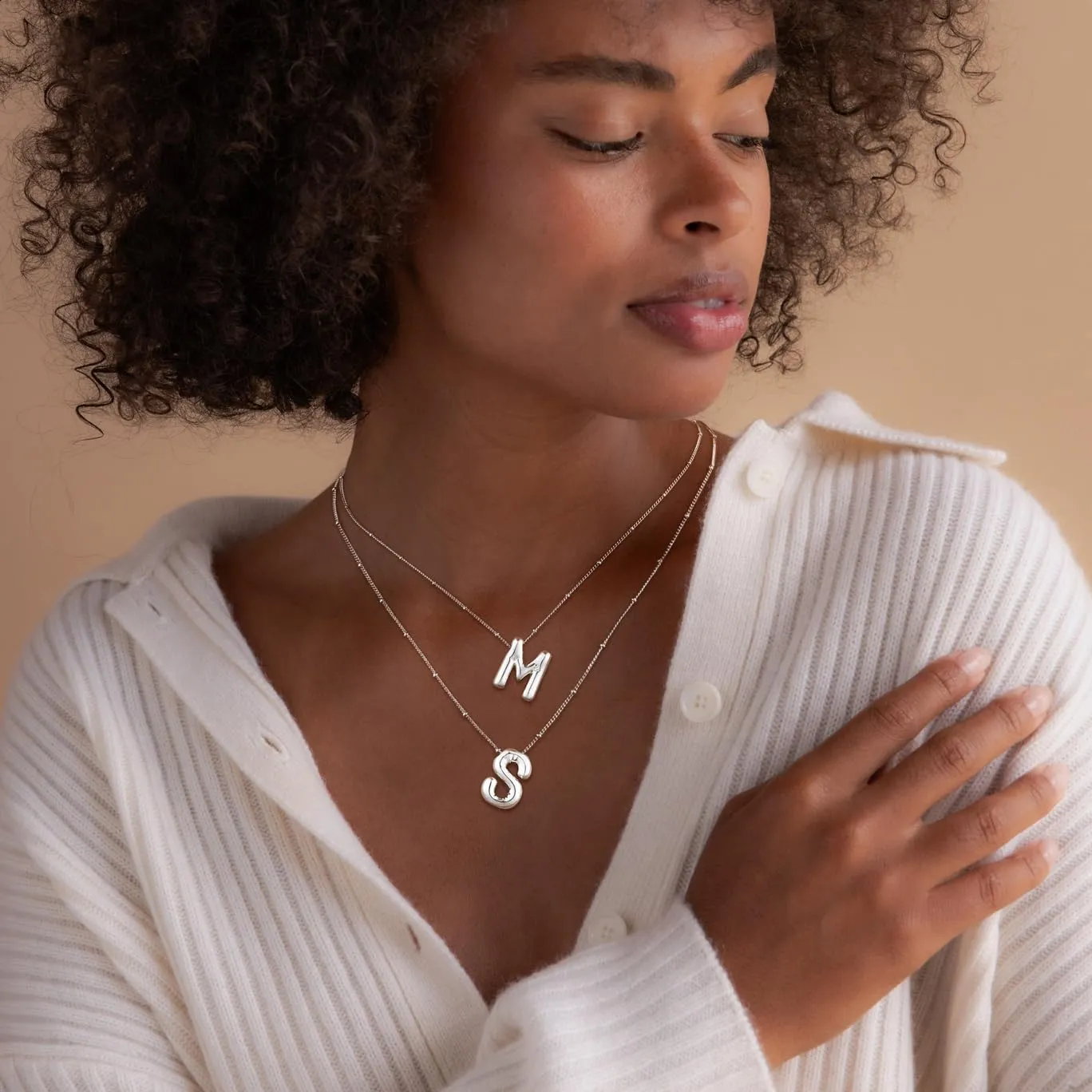 Bubble Letter Necklace Silver For Women,Sterling Silver Plated Balloon Initial Bubble Letter Pendant Necklace,Dainty Charm Chunky Initial Necklaces For Women,Custom Name Necklace Jewelry Gift