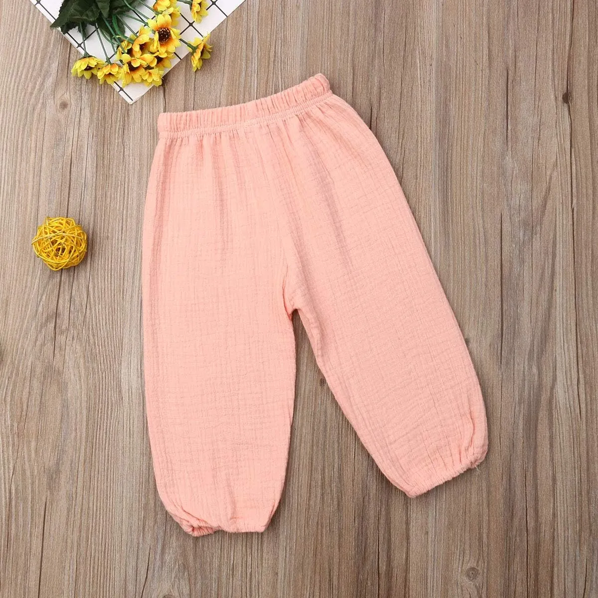 BULINGNA Toddler Kids Baby Boy Girl Cotton Linen Elastic Basic Harem Long Pants Bloomers Casual Joggers