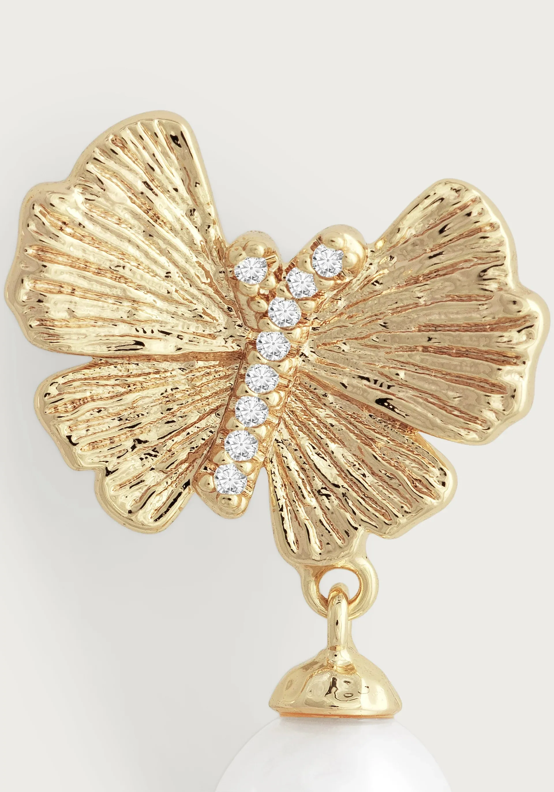Butterfly W/ Rose Pearl Drop Earrings