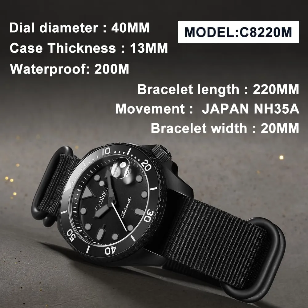 CADISEN Mens Automatic Watch NH35A Mechanical GMT Stainless Steel Band Waterproof Casual 40M Watches for Men