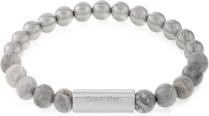 Calvin Klein Men's Stainless Steel Bead Bracelet: Casual Layering with Logo Barrel Bead