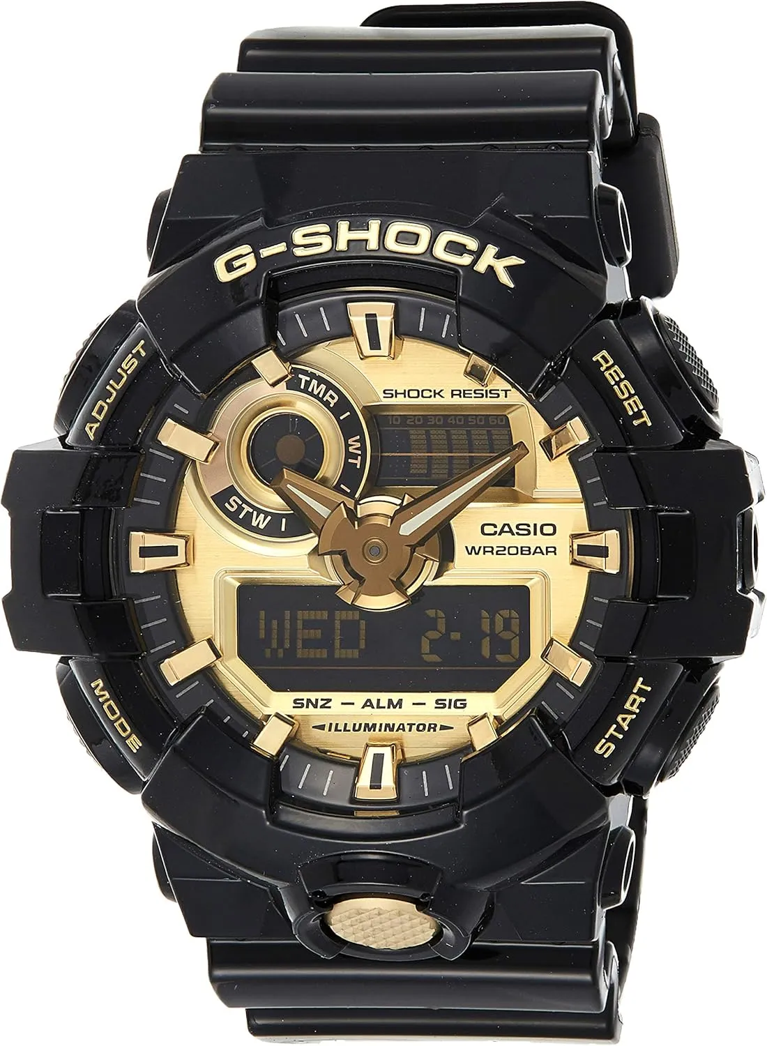 Casio Men's 'G Shock' Quartz Resin Casual Watch, Color:Black (Model: GA-710GB-1ACR)