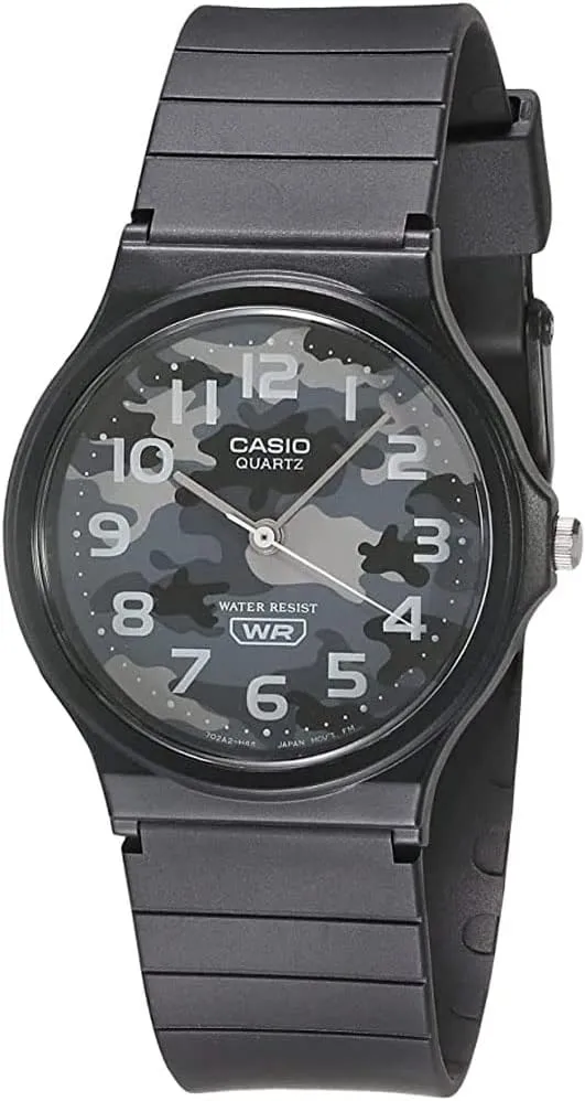 Casio MQ24-8CL Men's Casual Black Rubber Strap Grey Camo Dial 3-Hand Analog Watch