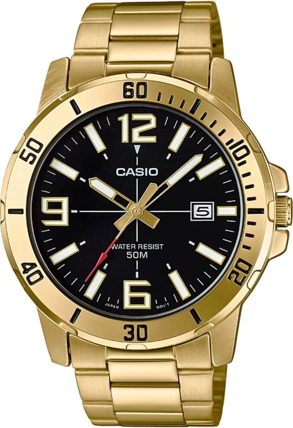 Casio MTP-VD01G-1BV Men's Enticer Gold Tone Stainless Steel Black Dial Casual Analog Sporty Watch
