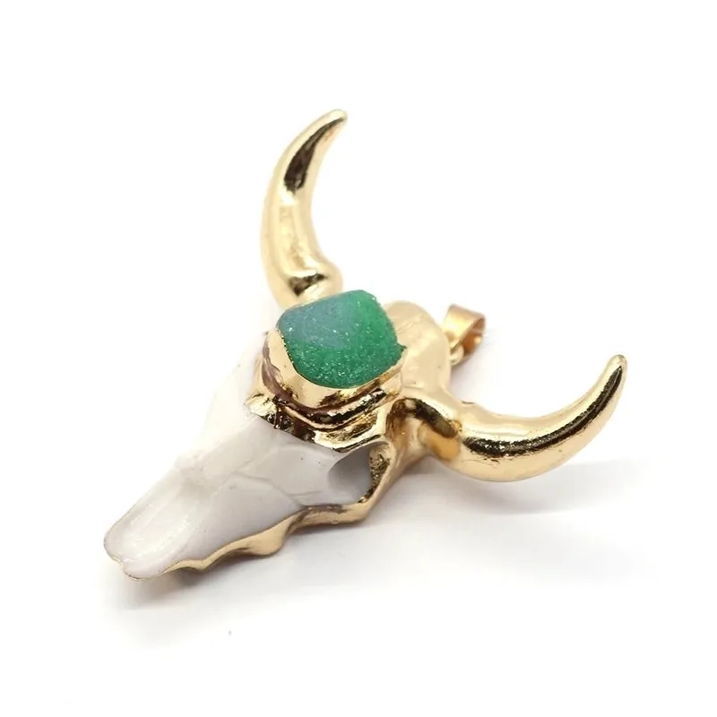 Casual Cow Head Shape Natural Stone Wholesale Jewelry Accessories